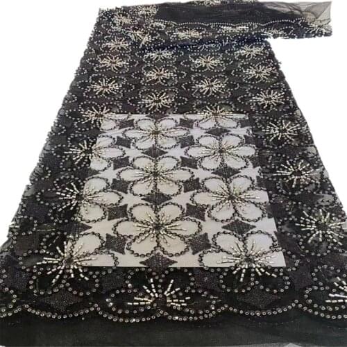 SJ Lace French Nigerian Laces Fabrics High Quality Handmade Beaded Tulle African Laces Fabric for Wedding Dress Sewing dx5-78