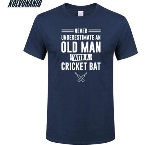 Summer Streetwear Men Clothes Cotton Short Sleeve T Shirt Never Underestimate An Old Man With A Cricket Bat Printed T-Shirts Top
