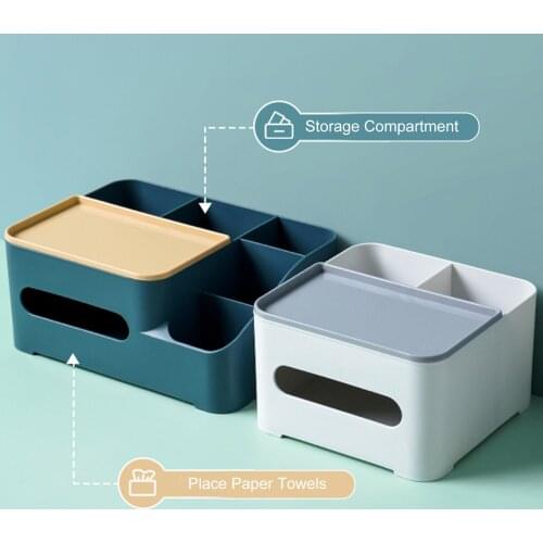 Multifunctional Tissue Box Desktop Organizer Paper Towel Dispenser Tissue Organizer Desktop Shelf Organizer Storage Organizer