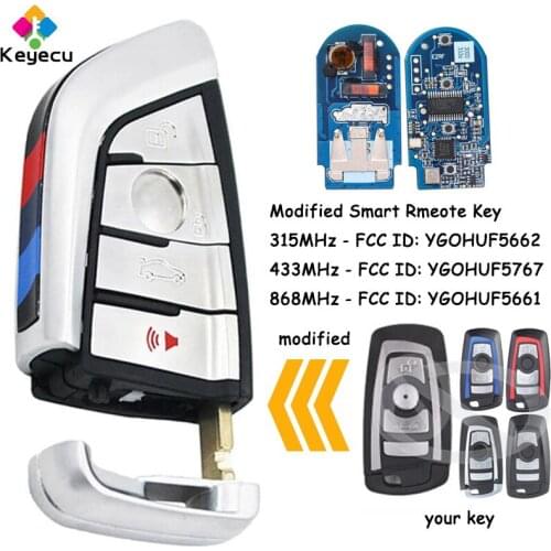 KEYECU Modified Smart Remote Key With 4 Buttons for BMW FEM BDC CAS4 CAS4+ System F Series 2011-2017 Fob HUF5662 HUF5767 HUF5661