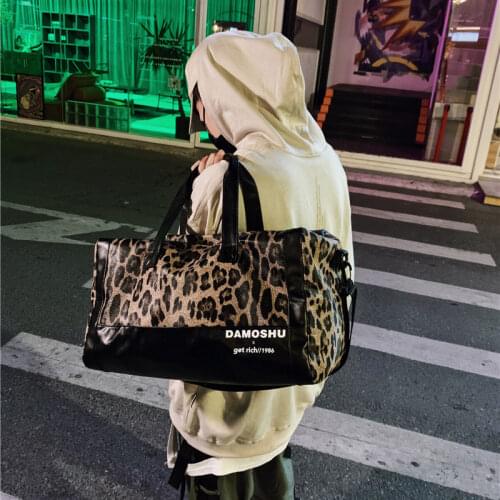 Fashion Leopard Print Short-Distance Travel Bag Female Portable Light Male Travel Luggage Bag Large Capacity Sports Gym Bag