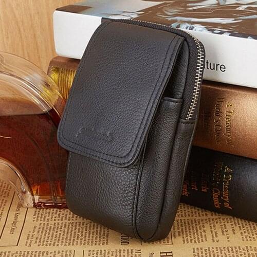 Men Genuine Leather Waist Bag fashion famous brand Cell/Mobile Phone Cover Case Hip Belt Bum Purse Fanny Pack Bag Pouch New