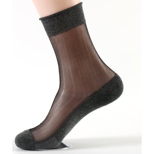 Fashion 5 Pairs/Lot Man Summer Ultra-thin Silk Bottom Pure Cotton Cool Socks Male Business Loafers Samll Holes Pure White Sokken