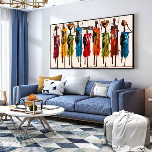 DDHH Modern Art Colorful Abstract Africa Woman Pictures Canvas Painting Wall Art For Living Room Decor Home No Frame