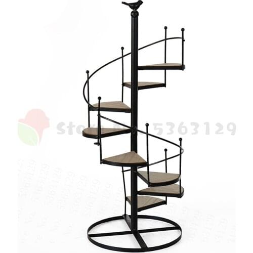6 Layer Plant Shelve Decorative Iron Plant Rack Stand Plants Succulent Shelf Stair Shape Desktop Patio Garden Flower Stand