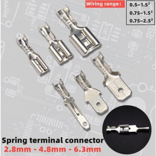 Spade-shaped female spring crimping terminal 2.8/4.8/6.3mm cold pressure terminal wire and cable connector plug butt terminal