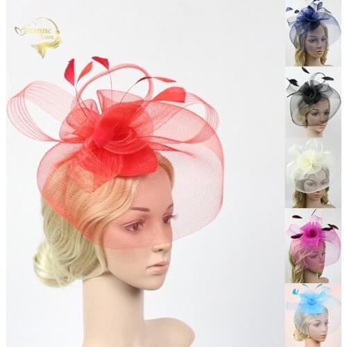 Wedding Net Feather Hats For Women Bridal Headwear Fashion Fascinator Birdcage Face Veils Bride Hats Party Hair Accessories
