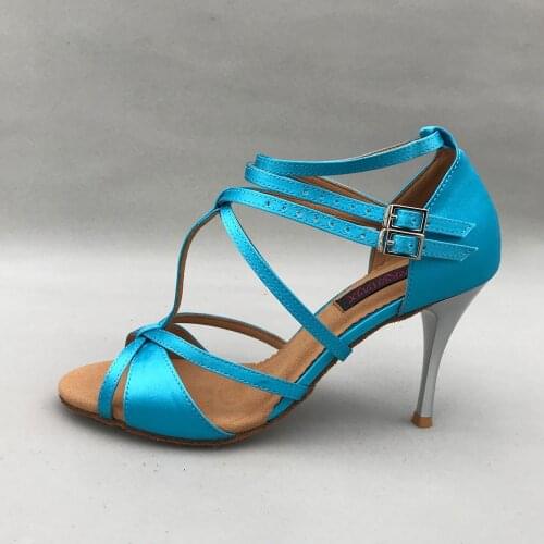 9cm high heel Latin Dance Shoes For women Salsa shoes pratice shoes comfortable latin shoes MS6232SBL low heel available