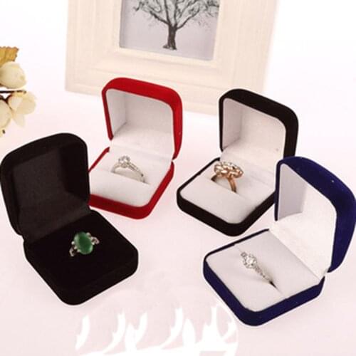 1pc Squre Engagement Velvet Ring Box Jewelry Gift Display Storage Case For Wedding Ring Valentines Day Gift Organizer Wholesale