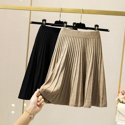 Black Knitted Mini Plus Large Size Oversize Korean Style Fashion WomenS Clothing Vintage 2021 Casual High Waist Skirts Female