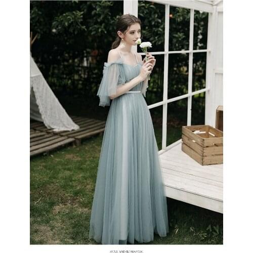 U2036 2021 Trend Summer Autumn Long Pink Bridesmaid Dresses Performance Tulle Wedding Party Dress Women Vestidos Sweet Memory