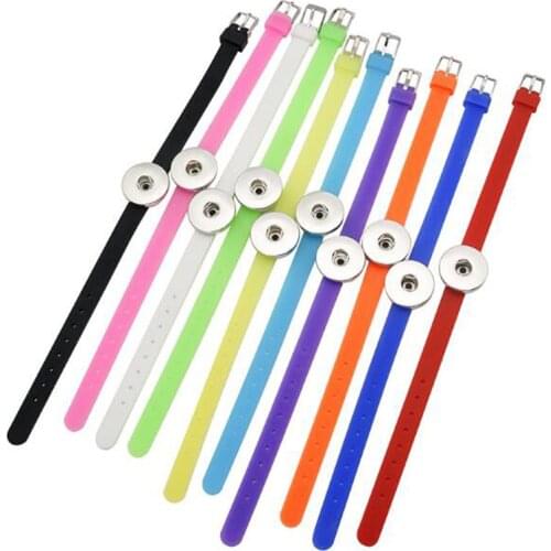 10 Colors DIY 20cm Snap Bracelets Candy Colors Silicone Rubber Leather Snap Jewelry For Women Charm Button bracelet