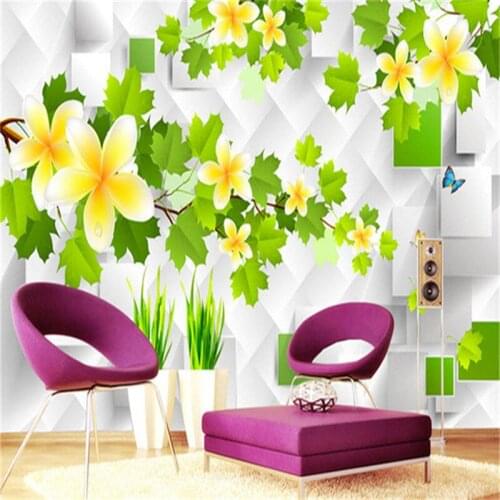 3D Photo Custom Wallpapers Stereoscopic Green Rattan White TV Wallpaper Leaf Wall Mural Wallpaper Home Decor Wall Paper