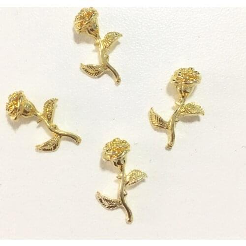 40Pcs Rose 3d Nail Art Decorations Bling Flower Accessoires Gold Stud Big Manicure Metal Nailart Supply Spring Nails for Charms
