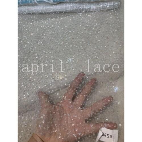 5yards /lot K049# crystal color sequin beads embroidery lace tulle lace fabric for sawing bridal wedding dress/occasion