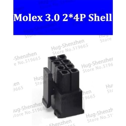 5557 High quality 200pcs/lot molex 3.0 2*4Pin 8pin black male power connector pitch 3.0mm plastic shell connector for PCI-E/ATX