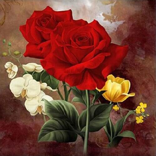 5D DIY Diamond Painting Red rose flower Diamond Embroidery Full Cross Stitch Rhinestone Mosaic Home Decor Handmade Gift