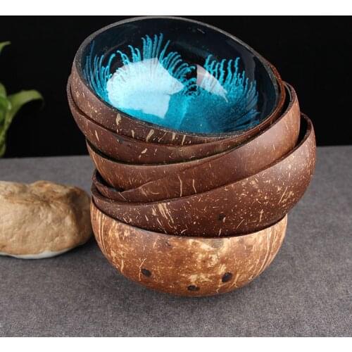 Coconut Shell Bowl Jewelry Decorative Bowls Snack Storage Tableware Wooden Handicraft Kitchen Restaurant Decor Accessories
