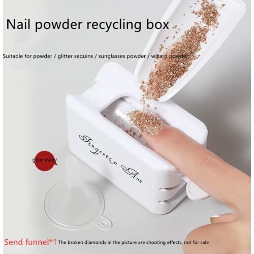 White ABS Double Layer French Powder Box Recycled Nail Powder Storage Box Portable Infiltration Powder Container Nail Tool