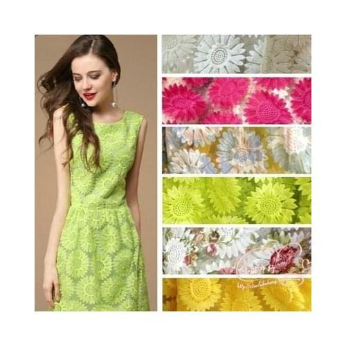 Free shipping High-grade imported organza embroidery lace color sunflower dress fabric Chiffon fabric 1meter