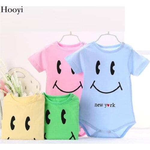 Smile Newborn Bodysuits 2017 Baby Clothes Boys Jumpsuits Girls Clothing Summer Tops Babywear 100% Cotton Papa Mama New York Cat