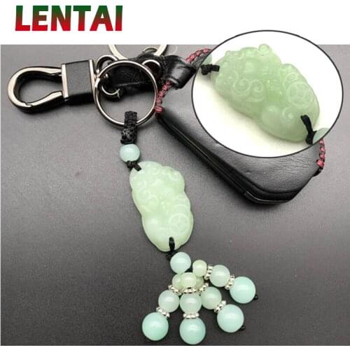 LENTAI 1PC Car Key Rings Chinese Jade keychain For Honda Civic Accord Fit Subaru Impreza Forester XV Nissan Qashqai Juke Tiida