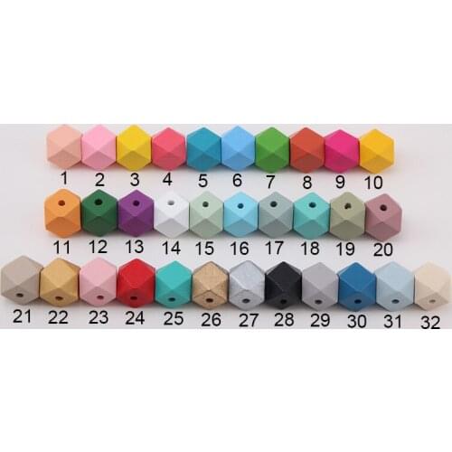 20mm DIY Geometric Wooden Beads for Bracelet Necklace Accessories Jewelry Making 50pcs/lot 32 Colors Can Choose