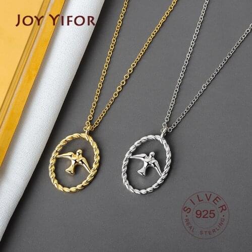 Real 925 Sterling Silver Elegant bird gold Geometric Pendant Necklace Fine Jewelry For Women Wedding Party Bijoux