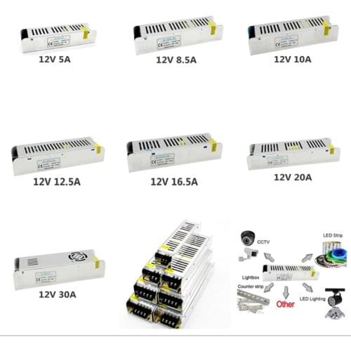 DC12V 5A 10A 15A 20A 30A Sub-Mini Universal Regulated Switching Power Supply For LED CCTV