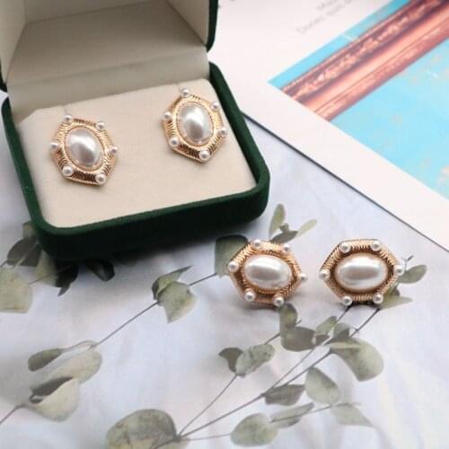 Geometry Imitated Pearls Earrings Fashion Personality Alloy Metal Cute Ear Jewelry