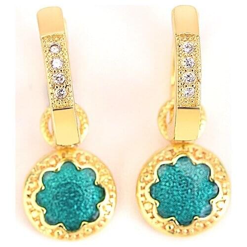 Dainty Elegant Earrings Romantic Heart Fashion Enamel Flower Golden Jewelry Womens Wedding Engagement Party Charm Drop Earrings