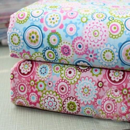 50x40cm Graceful Pink Blue Sunflower Floral Cotton Fabric Bundle For DIY Sewing Doll Clothing Dress