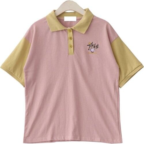 Korean Kawaii Fashion Women T-shirts Summer Anime Cartoon Print Tops Female Ulzzang Short Sleeve Tee Girls Vintage Pink T Shirt