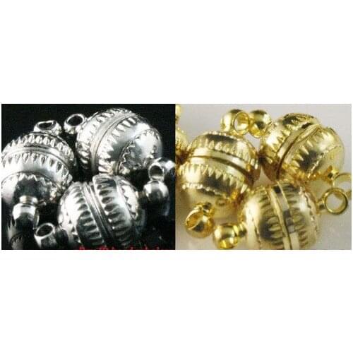 OMH wholesale Free Ship 8mm 10mm for choose 10 Sets Silver Plated Round Ball Magnetic Clasps Charms OMH36