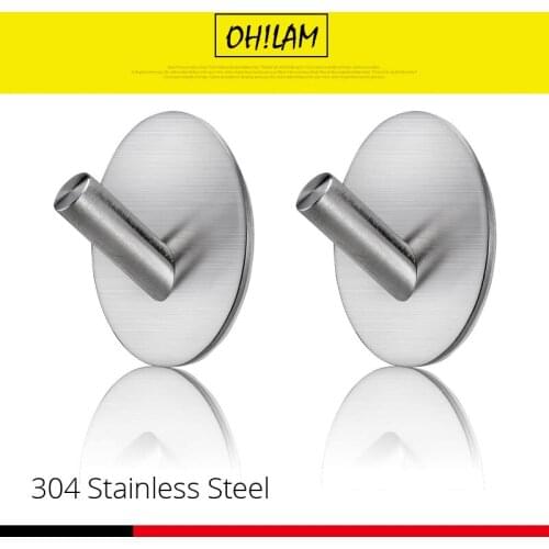 Adhesive Hooks Heavy Duty Wall Hooks Stainless Steel Strong Waterproof Hanger Robe Coat Towel Keys Bags Home Kitchen Bathroom