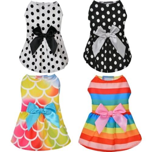 Summer Dog Dress Dogs Clothes Pet Princess Dresses Bow Tie Dog Wedding Dress Cat Clothes for Small Dogs Chihuahua York Skirt