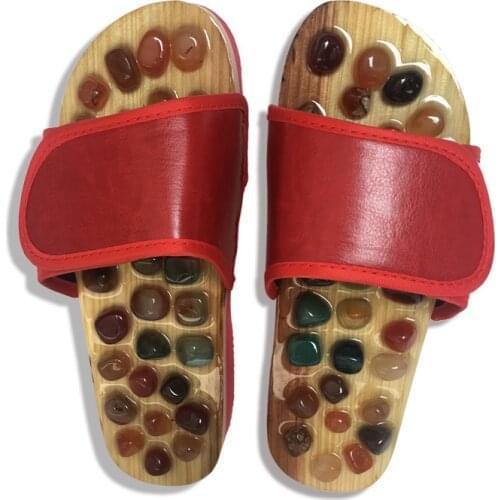 Natural Agate Stone Foot Massage Slippers Men And Women Soles Acupuncture Points Home Sandals Health Care Pedicure Shoes Women J
