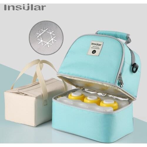 Insular Multi-functional Back Milk Bag Double Breast Mill Cooler Bag Mommy Travel Carrying Bag