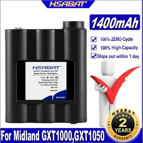 HSABAT BATT5R AVP7 1400mAh Battery for 1 Midland BATT-5R AVP7GXT Walkie Talkie and Other GXT Series GMRS Radios Batteries