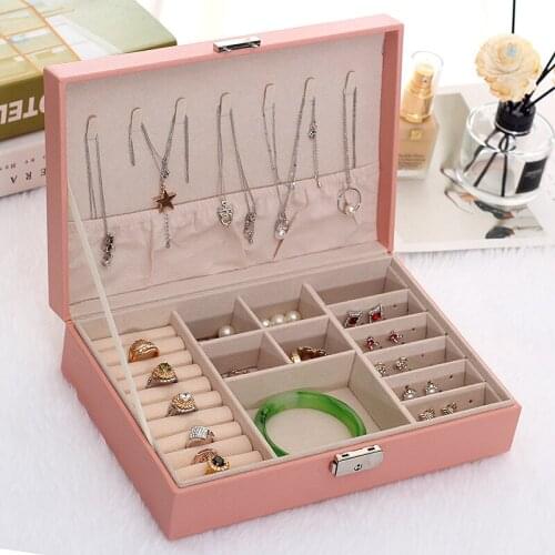 New leather jewelry box large capacity jewelry storage box multi-function jewelry box