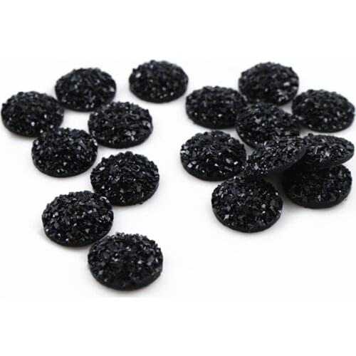 New Fashion 40pcs 12mm Black Color Flat Back Resin Cabochons Cameo G5-31