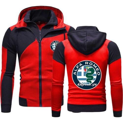 Spring 2021 Mens New Alfa Romeo Logo Print Jackets Sweatshirt Hoody Fleece Cotton Zipper Harajuku Male Clothing Hoodies Jacket