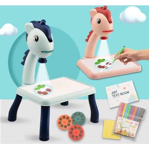 Projector Drawing Desk Multifunctional Three Modes Musical Projection Writing Doodle Desk Animal Educational Painting Board