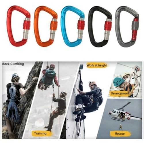 Professional Carabiner 25KN Mountaineering Caving Rock D Shape Rock Climbing Buckle Safety Master Lock Climbing Carabiner