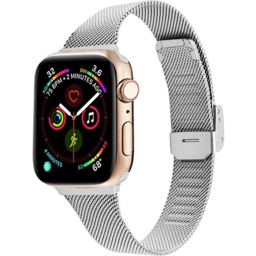 Fashion Woman Milanese Slim Bracelet For Apple Watch Band Series 1 2 3 4 5 6 SE 38mm 40mm 42mm 44mm Steel Apple iWatch Strap