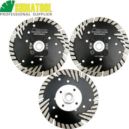 SHDIATOOL 3pcs 115mm Hot pressed Diamond turbo Blade with Slant protection teeth 4.5inch cutting disc