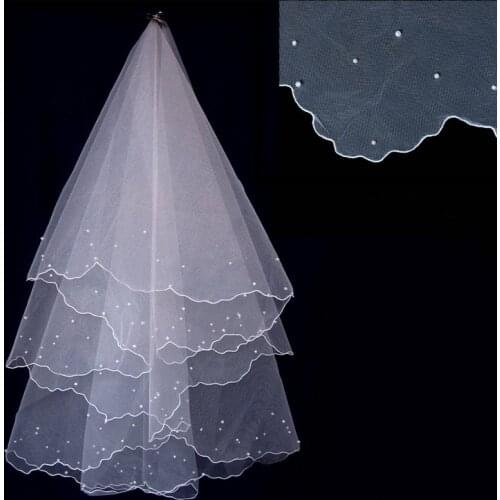 Wedding Veils Pearl Lace Edge Bridal Veil Wedding Accessories Mariage Bride Welon Wedding Veil
