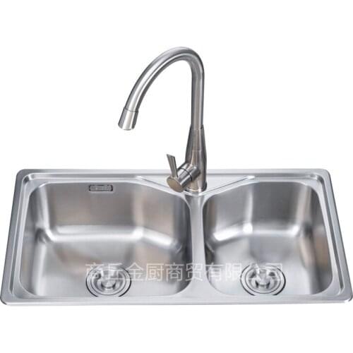 Thickened 304 stainless steel hand sink, kitchen countertop basin sink double basin