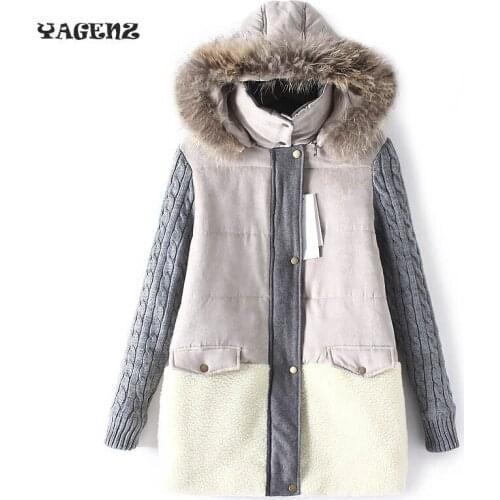 High Quality Natural Fur Collar The New Winter Coat Women Warm Parkas Wool Patchwork Jacket Plus Size Parkas for Women Winter