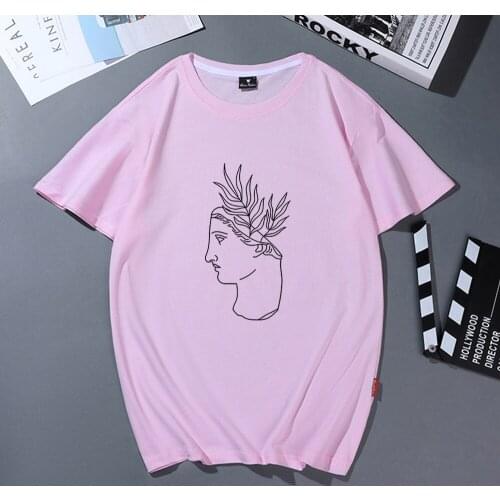 2020 New Aesthetic Vaporwave Art Harajuku Vintage Streetwear Tracksuit Female Pink Womens Clothing Personality T-shirt